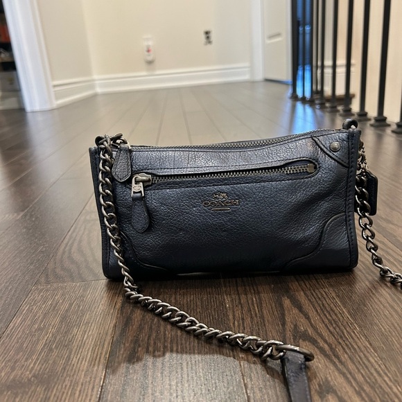 Coach Handbags - Coach Metalic Blue Mickie Chain Strap Bag
